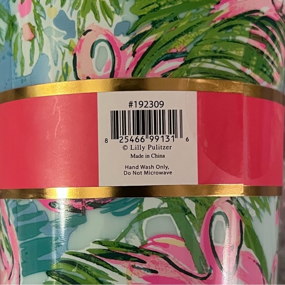 Lilly Pulitzer Flamingo Tumbler with Straw Blue/Pink Multi 24oz - Picture 13 of 13